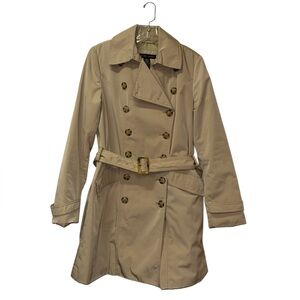 New York & Company Tan Trench Coat Tortoiseshell Quiet Luxury Size Small